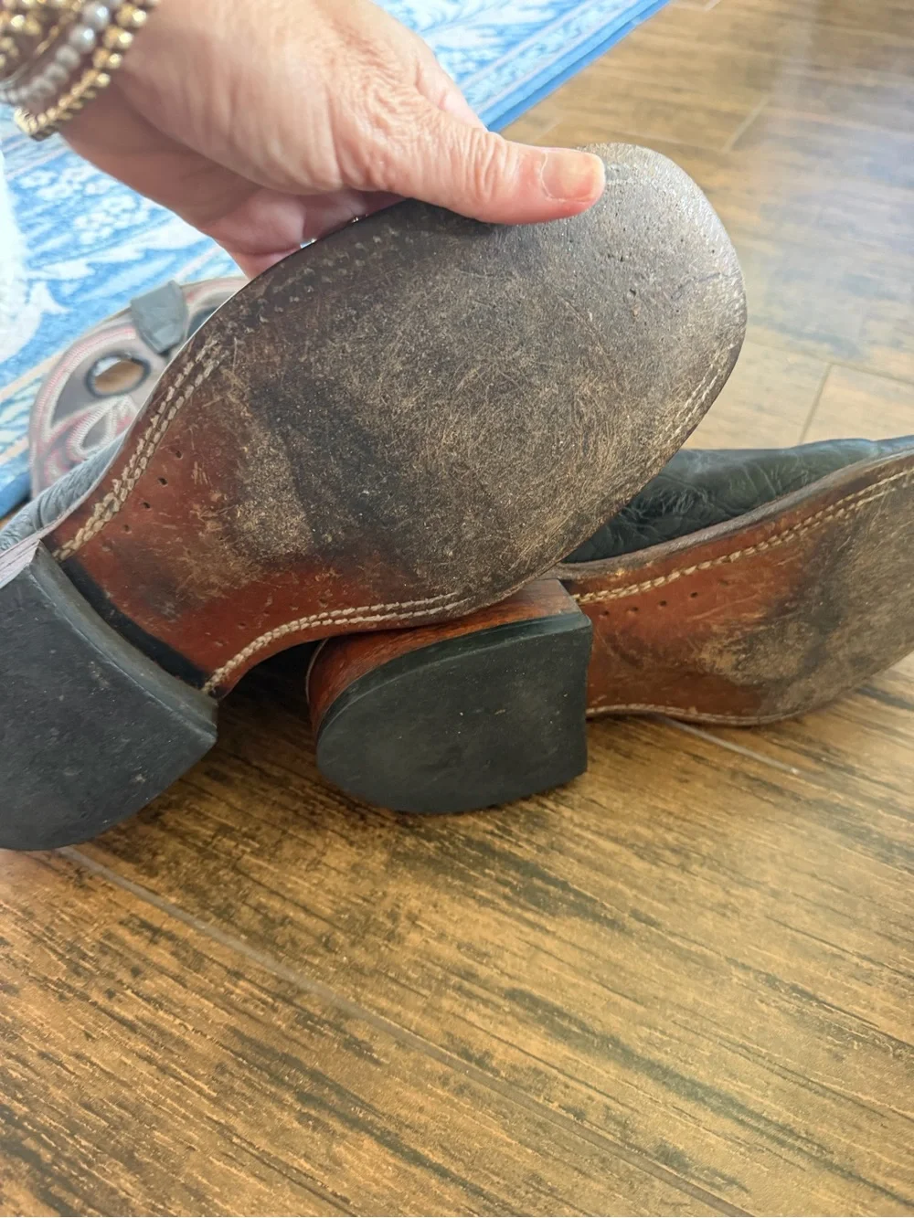 Boulet Mens Cowboy Boots Size 9 1/2 brown and black